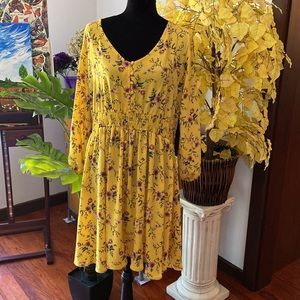 NWT Always Indigo Yellow Floral Dress 2X